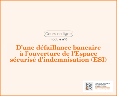 Cours en ligne module n°6 : D'une défaillance bancaire à l'ouverture de l'Espace sécurisé d'indemnisation